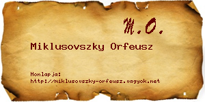 Miklusovszky Orfeusz névjegykártya